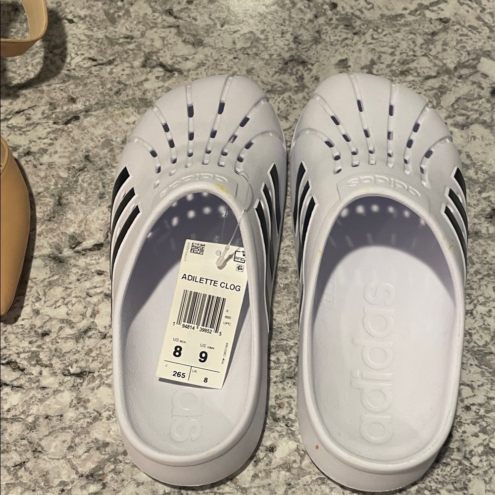 Adidas White Adilette Clogs